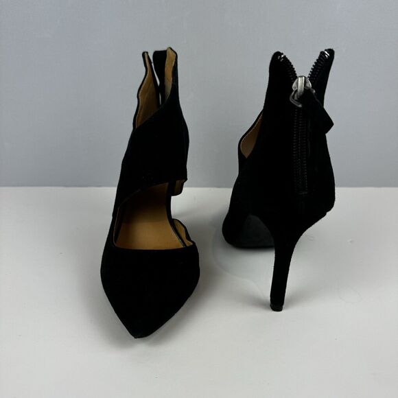 Tesori Black Suede Cross Strap Heels Size 6.5M Elegant Dress Shoes Cocktail date - Picture 4 of 11